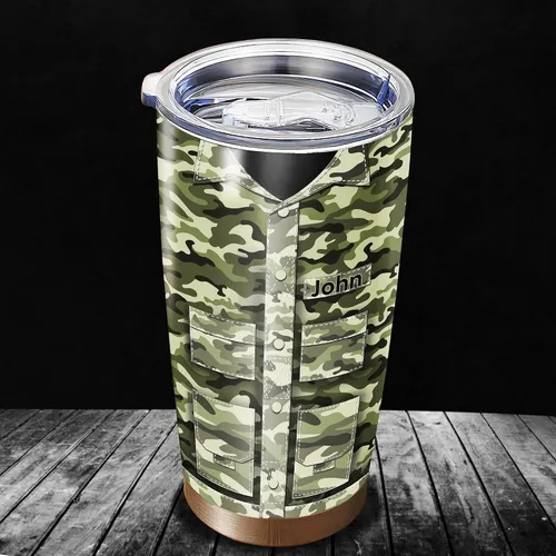 Miniatura 2 de Dorris Vaso de café personalizado del ejército con tapa, vasos aislados al vacío de veteranos estadounidenses, taza aislada de acero inoxidable