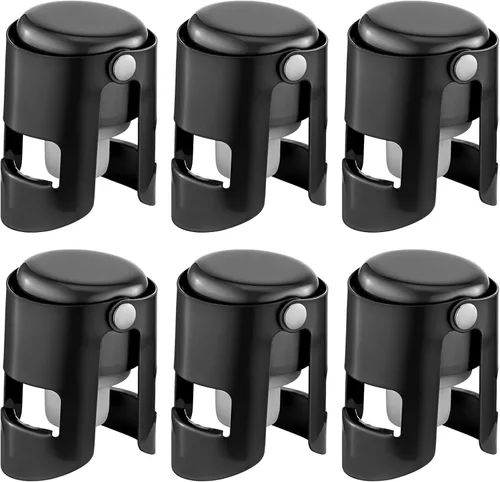 Miniatura 16 de Tapones de champán con protector de champán de acero inoxidable con silicona de grado alimenticio a prueba de fugas que se mantienen frescos, Negro