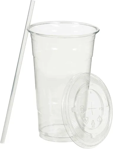 Miniatura 5 de Togo - Vasos de plástico desechables transparentes de 24 onzas con tapas planas y pajitas, tazas desechables para café helado, ideales para fiestas