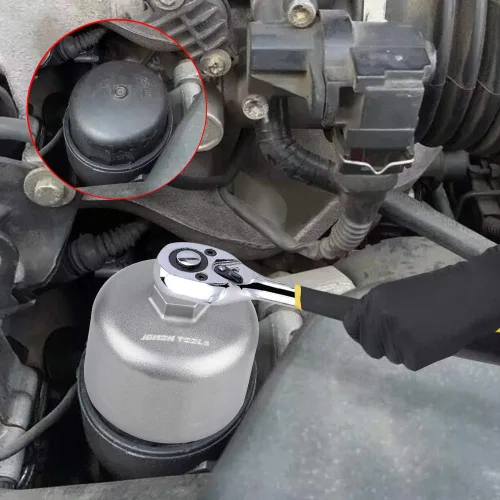 Miniatura 3 de JDMON Llave de filtro de aceite de 16 flautas de 3.386 in compatible con tapas de carcasa estilo cartucho Volvo y BMW