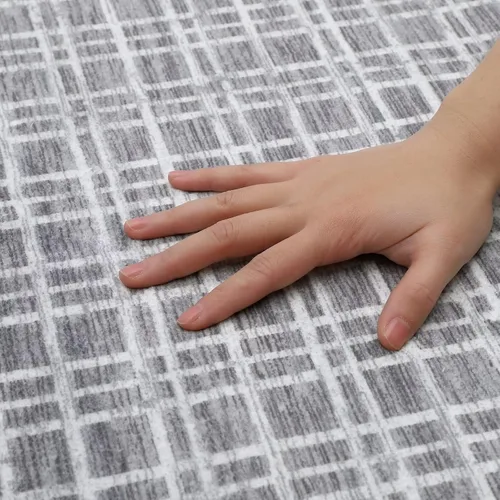 Miniatura 7 de GAOMON Alfombra Corredor de Área de 2 x 6 pies moderna geométrica gris de lana sintética antideslizante de pelo bajo hecha a máquina lavable