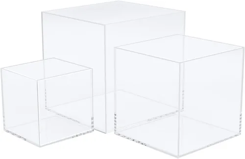 Clisela - 3 soportes de exhibición de cubos acrílicos con parte inferior hueca, elevadores de alimentos para mesa de bufé, estante decorativo para