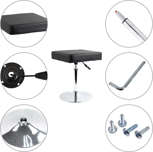 Miniatura 6 de FURWOO Taburete cuadrado negro para salón – Taburete de altura ajustable para tocador, manicura, tienda, peluquería oficina en casa, pequeño