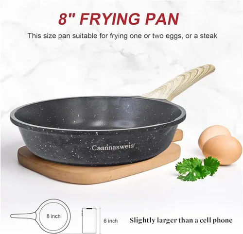 Miniatura 2 de Caannasweis - Sartén antiadherente para omelette con mango suave, apta para horno de inducción