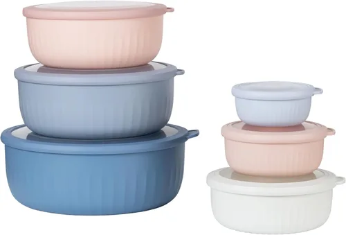 Miniatura 126 de COOK WITH COLOR Tazones de preparación con tapas - Juego de tazones pequeños de mezcla de plástico anchos y profundos anidables con tapas, juego