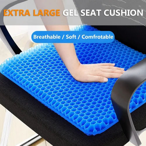 Miniatura 2 de Cojín de gel para asiento de gel, cojín de gel refrigerante, transpirable, cojín de gel con funda antideslizante para silla de oficina en casa, Azul
