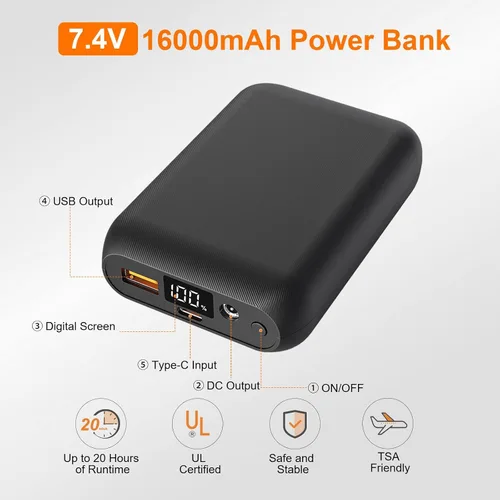 Miniatura 5 de Sevdiea Chaleco térmico para hombre con batería incluida, 16000 mAh, 7.4 V, chaleco térmico para hombres de caza, chalecos eléctricos con calefacción