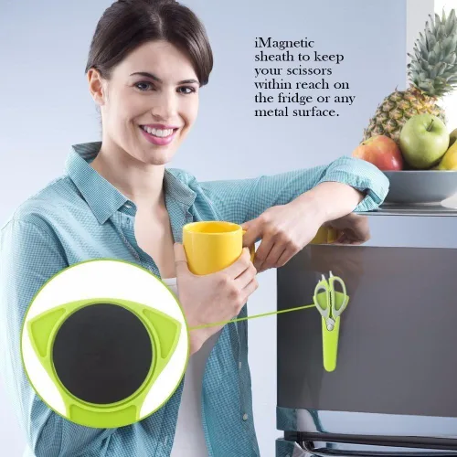 Miniatura 5 de Tijeras de cocina, tijeras profesionales resistentes de acero inoxidable multiusos con tapa, tijeras de cocina afiladas resistentes para verduras