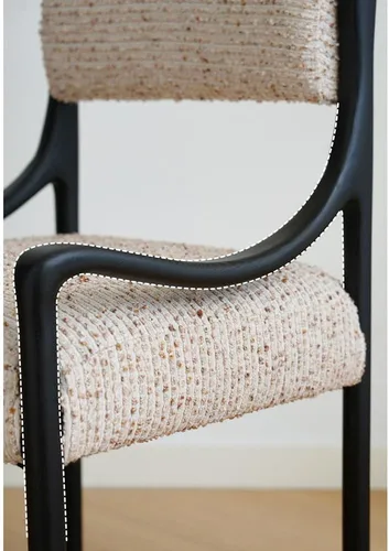 Miniatura 9 de sillas de comedor Silla de comedor retro de madera con respaldo tapizado y asiento curvos reposabrazos cocina moderna