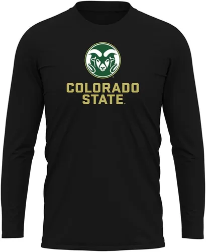 Miniatura 158 de Camisa deportiva de manga larga oficial de la NCAA Collegiate para hombre, colección negra con logotipo primario