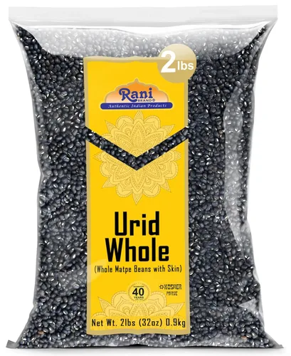 Rani Urid/Urad Whole Black (frijoles mate con piel), lentejas indias de 32 onzas (2 libras) 32.03 oz ~ Todo natural, apto para gluten, sin OMG,