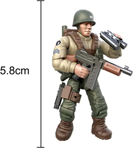 Miniatura 7 de MEIEST 6 piezas de mini figuras de acción militar de soldado de la Segunda Guerra Mundial, juguetes de bloque de construcción modelo ejército