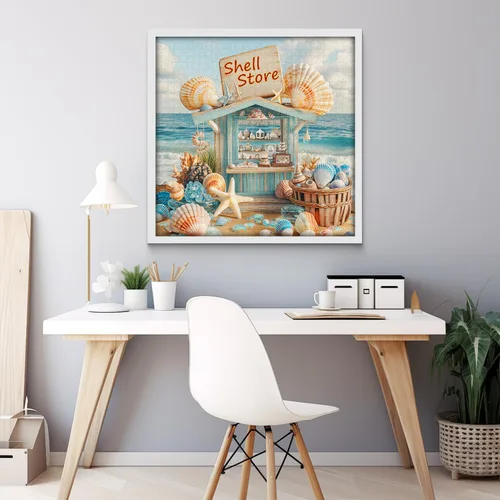 Miniatura 3 de Rompecabezas de conchas marinas para adultos de 1000 piezas, rompecabezas de arte de estrellas de mar de playa, rompecabezas desafiante del océano