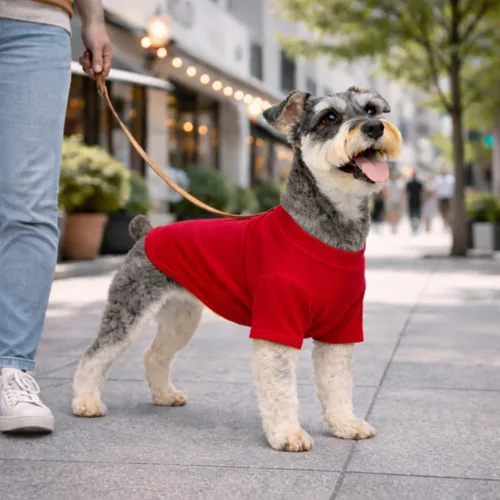 Miniatura 6 de Lovelonglong Ropa para Mascotas Disfraces para Perro Ropa para Perros Salchicha Camiseta en Blanco Camisetas para Perros Salchicha, Corgi 100% Rojo