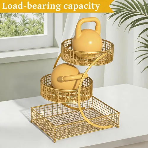 Miniatura 4 de Organizador de maquillaje para tocador, organizador de encimera de baño de metal de 3 niveles, soporte de almacenamiento para el cuidado de la piel
