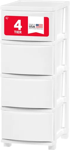 Miniatura 10 de IRIS USA Organizador de almacenamiento de cajones de plástico, 4 cajones, para suministros de arte del aula, baño, dormitorio universitario, Azul