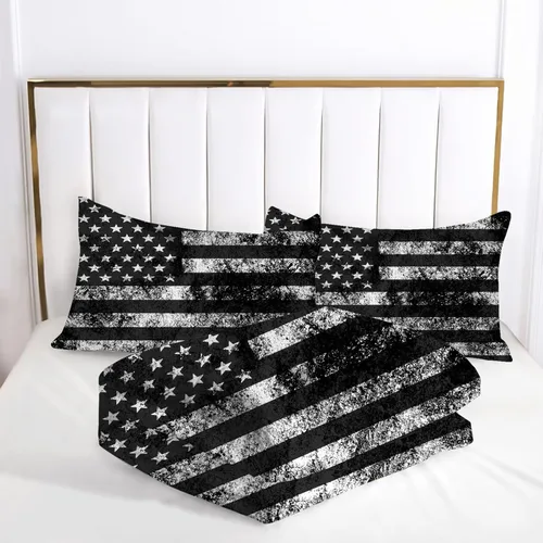 Miniatura 5 de kxry Juego de edredón de 250 años de Estados Unidos, tamaño individual, ropa de cama vintage de estatua de la libertad y bandera estadounidense