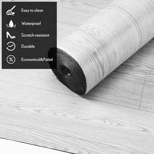 Miniatura 4 de Drydiet 2 rollos de azulejos de vinilo para despegar y pegar, de 23.6 x 393.7 pulgadas, azulejos de vinilo de linóleo, tablones de vinilo