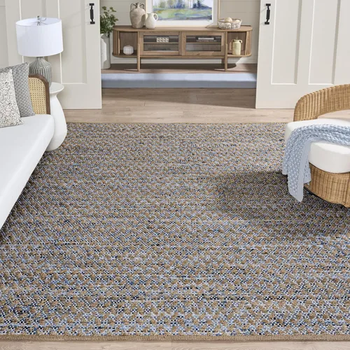 Miniatura 6 de SAFAVIEH Alfombra de área de 8 x 10 pies – Colección Cape Cod – Grande – Rojo y natural, yute trenzado hecho a mano, ideal para sala de estar