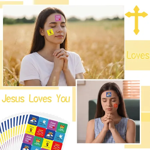 Miniatura 5 de Junkin 480 calcomanías religiosas con temática de Jesús te ama, calcomanías para niños, calcomanías cristianas, papel autoadhesivo multicolor
