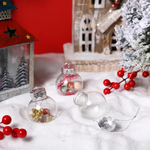 Miniatura 6 de Soaoo Juego de 100 bolas de adorno de Navidad de 1.96 pulgadas, bolas rellenables de plástico transparente, para árbol de Navidad, decoración