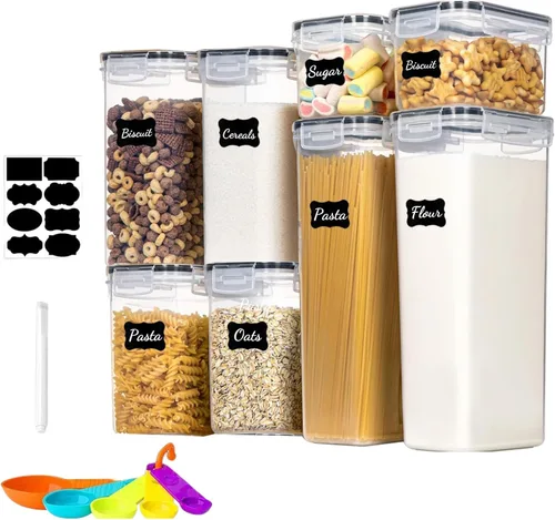 Miniatura 12 de 2 recipientes grandes de almacenamiento de alimentos de 6.5 litros/220 onzas, recipientes herméticos de plástico sin BPA para harina, azúcar