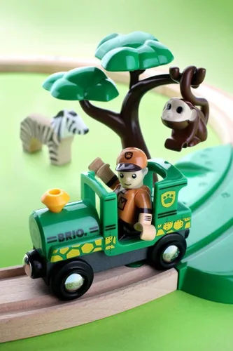 Miniatura 6 de BRIO World - 33720 Safari Railway Set - Juego de tren de juguete de madera imaginario para niños pequeños Juego creativo Compatible