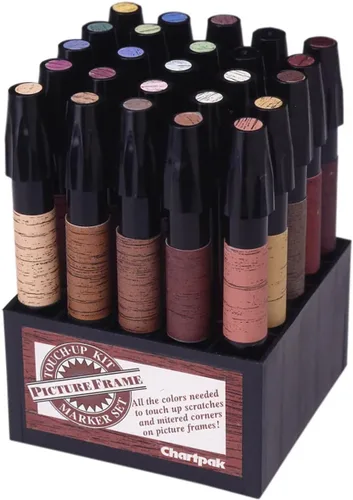 Miniatura 4 de AD Marker Chartpak - Marcadores de retoque de marco de madera, Tri-Nib, juego de 9 colores de veta de madera, 1 cada uno (FTM9)