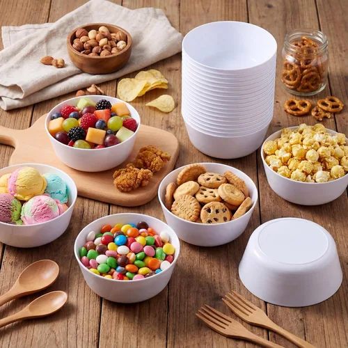 Miniatura 4 de Irenare 48 cuencos pequeños de plástico para niños, 10 onzas, aperitivos de cereales, cuencos para niños pequeños, aptos para microondas