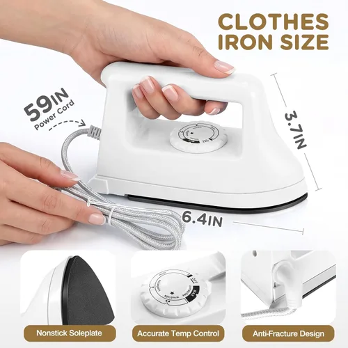 Miniatura 2 de Mini plancha para ropa, plancha de viaje, pequeña máquina eléctrica de prensa de calor para manualidades de camisetas, plancha portátil para casa