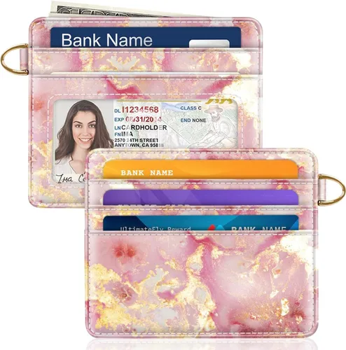 Miniatura 27 de Bolsillo frontal minimalista delgado con bloqueo RFID para tarjetas de crédito, cartera pequeña, bonita funda para tarjetas para mujeres, beige