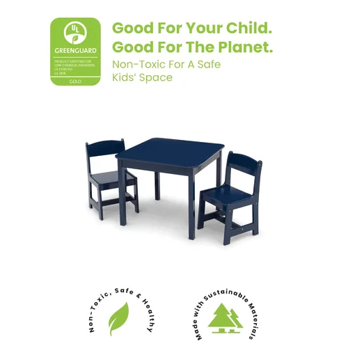 Miniatura 3 de Delta Children MySize - Juego de mesa y silla de madera para niños (2 sillas incluidas), color azul oscuro Azul profundo