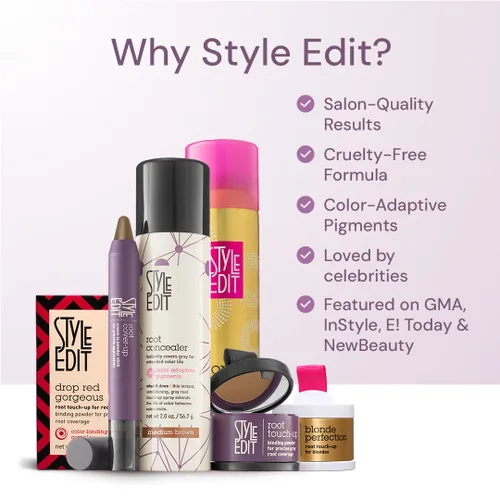 Miniatura 5 de Style Edit Polvo de retoque de raíz para cabello marrón claro Color de cabello para cubrir canas y raíces Polvo de línea capilar con infusión