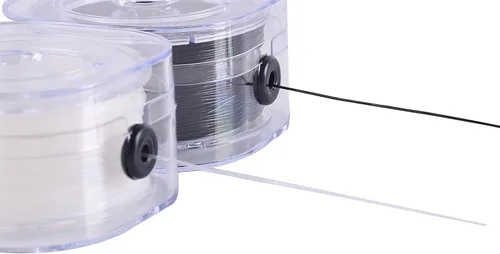 Miniatura 5 de KONMAY 1 rollo de cuerdas elásticas redondas de 0.024 in con estuche organizador, cordón elástico de cristal negro de 109 yardas para hacer pulseras
