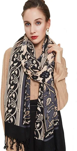 Miniatura 189 de DANA XU Manta de pashmina extragrande 100% de lana merina, bufanda de viaje, bufanda de cachemira para mujer, otoño e invierno, chal de gran