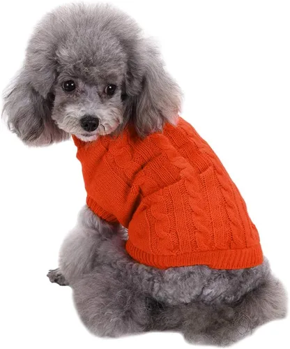 Miniatura 11 de Suéteres tejidos para perros pequeños, sudadera cálida para mascotas y gatos, ropa de invierno, suéter para gatitos y cachorros (Grande, azul claro)