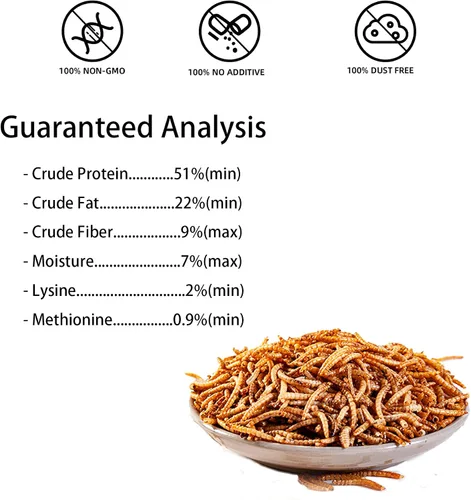 Miniatura 4 de I LOVE WORMS Gusanos secos (2.27 kg), alimento para pájaros silvestres, gusanos altos en proteínas para pájaros azules, pollos, patos, reptiles