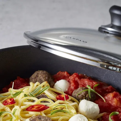 Miniatura 18 de Scanpan Sartén antiadherente clásica de 3.25 cuartos (11 pulgadas) con tapa, compatible con estufas de gas y eléctricas, apta para utensilios