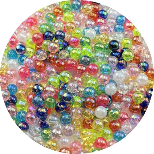 Miniatura 72 de 2000 cuentas redondas acrílicas de 0.157 pulgadas (0.157 in), cuentas espaciadoras de colores AB con agujero para bricolaje, pulseras, collares