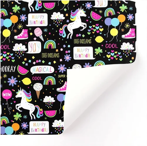 WDNUKEE Papel de regalo de feliz cumpleaños para niños, niñas y niños, 6 hojas de papel de regalo de cumpleaños para niños, plegado plano de 20 x 28
