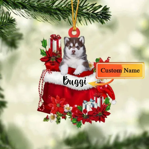 Miniatura 85 de Perro Akita Inu personalizado en bolsa de regalo, adorno de Navidad, nombre personalizado, regalo para amantes de los perros, familia, Navidad