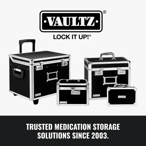 Miniatura 9 de Vaultz Caja de Seguridad para Medicamentos con Cerradura - 5 x 7 x 5 Pulgadas - Caja Fuerte Segura con Cerradura de Combinación - Ideal para Negro