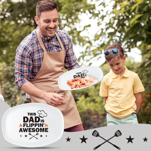 Miniatura 4 de R HORSE Plato de Parrilla para Papá Regalo Papá BBQ Bandeja de Servir Plato Platos Blancos Ovalados Platos de Servir Abuelo Papá Navidad Año Nuevo