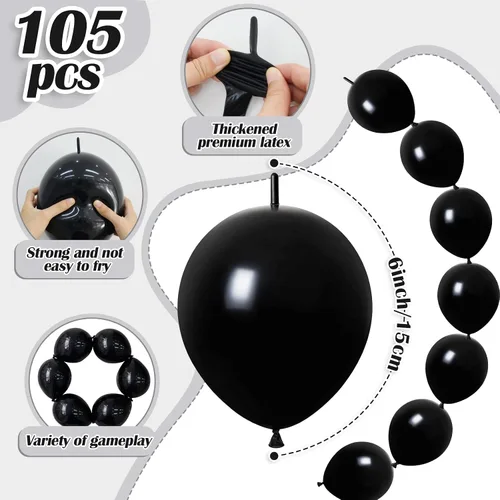 Miniatura 2 de 105 globos de enlace negro de 6 pulgadas, globos de enlace rápido, globos de látex para sesión de fotos, baby shower, decoración de fiesta