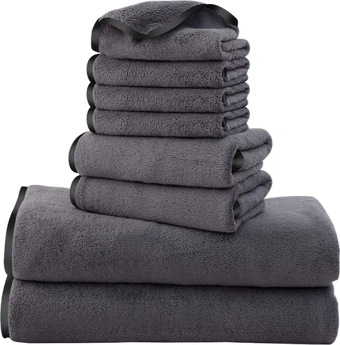 Miniatura 13 de Cosy Family Juego de toallas de microfibra de 8 piezas, 2 toallas de baño, 2 toallas de mano y 4 paños de lavado, toallas ultra suaves y altamente