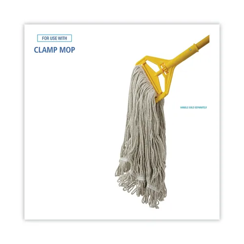Miniatura 3 de Boardwalk BWK424CCT 24 oz. Pro Loop Web/Tailband Algodón Wet Mop Head - Blanco (12/Cartón)