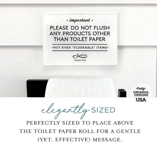 Miniatura 8 de Reilly Originals Letrero acrílico de diseño pequeño y elegante de 3.5 x 5 pulgadas para baño, incluye adhesivo, lavable, acabado brillante