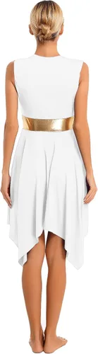 Miniatura 62 de easyforever Vestido de baile sin mangas con bloques de color para mujer, alabanza litúrgica, ropa de baile lírico, vestido de bata de adoración