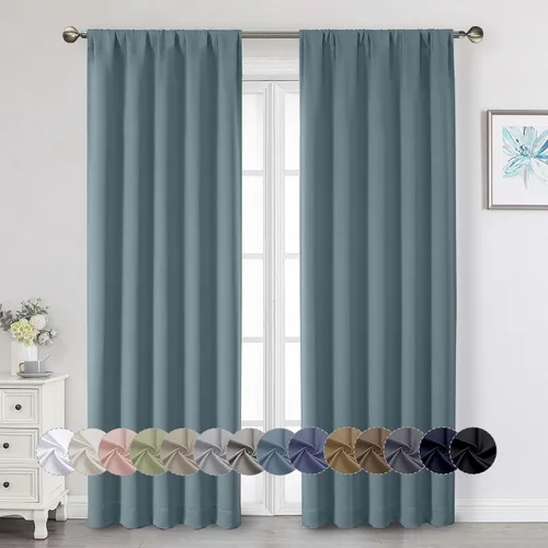 Miniatura 146 de Cortinas opacas para dormitorio, sala de estar, juego de 2 paneles de 54 pulgadas de largo, cortinas de oscurecimiento de habitación con aislamiento