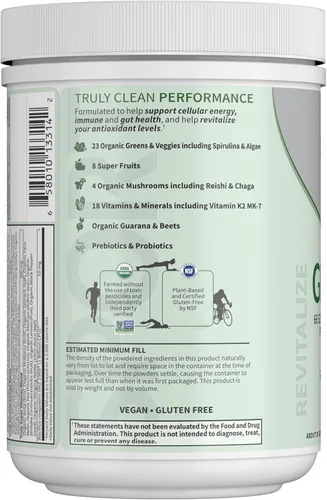Miniatura 7 de Garden of Life Sport Nutrition Verdes y superalimentos en polvo para mujeres y hombres, bayas de manzana, mezcla orgánica, espirulina, fruta
